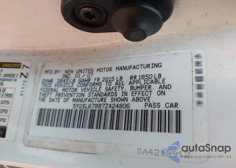 2007 Pontiac Vibe from USA, damaged, VIN 5Y2SL67887Z424806